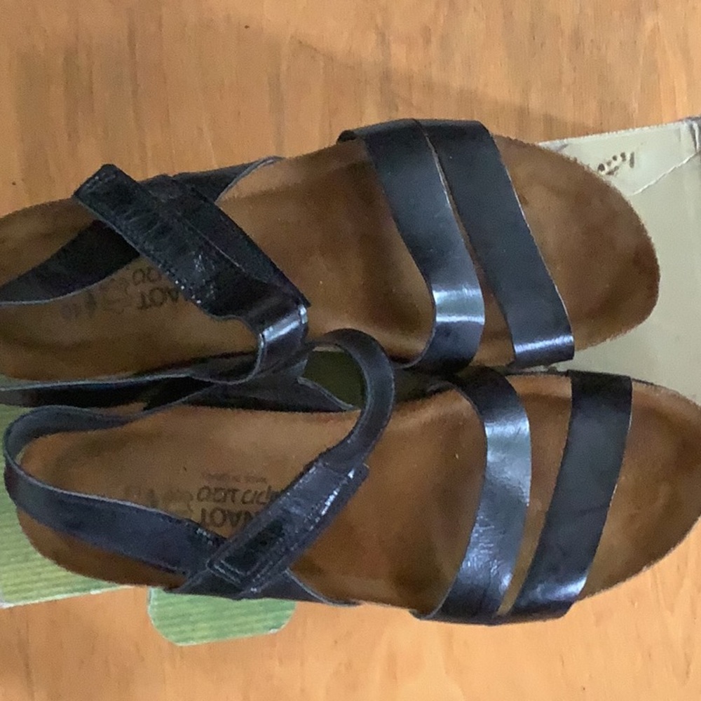 Sandals size 40, 91/2.  NAOT.  Made in Israel. Black leather. Like new.